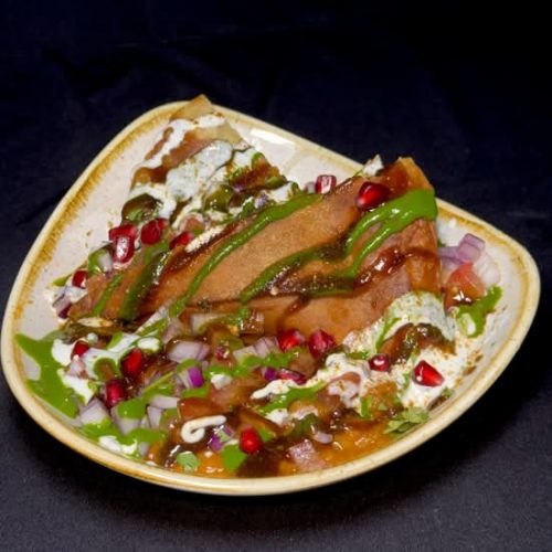 Meat Samosa Chaat (Hot/Cold)